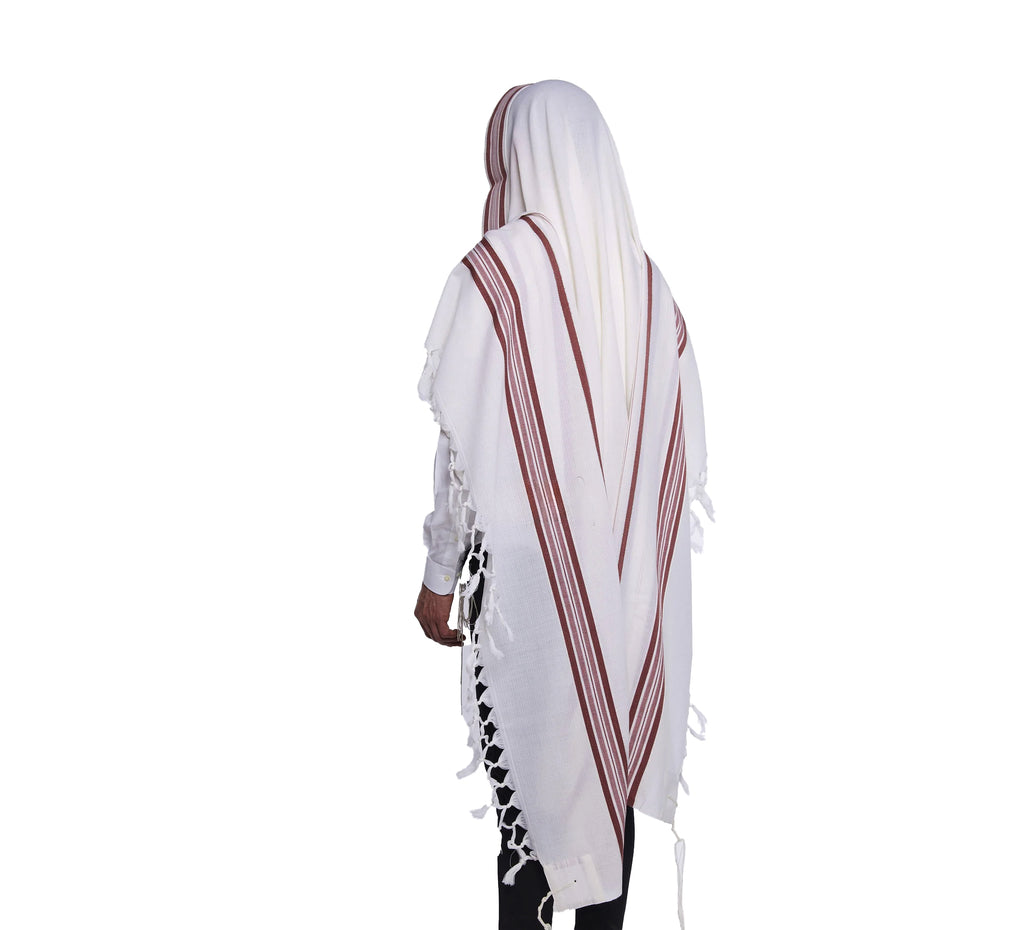 Maroon Wool Tallit Luxurious Weave - Hallel Design