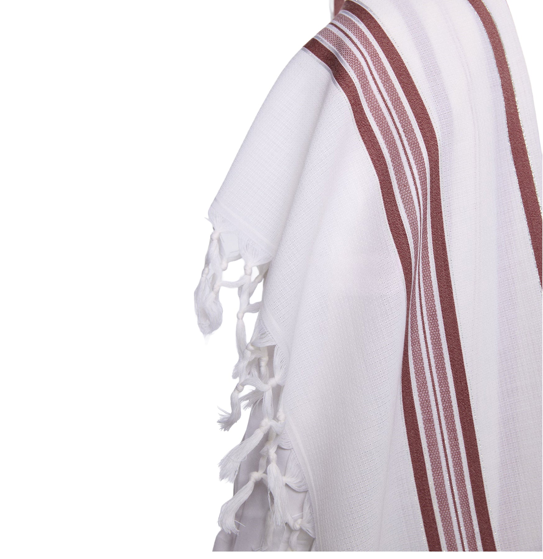 Maroon Wool Tallit Luxurious Weave - Hallel Design