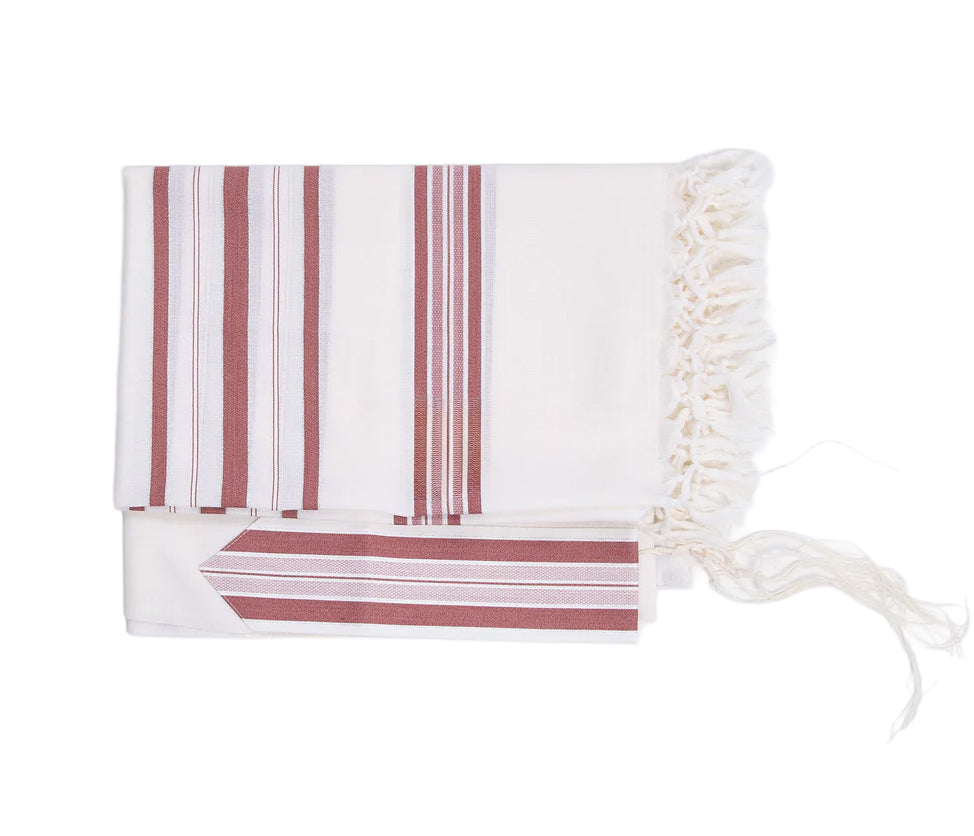 Maroon Wool Tallit Luxurious Weave - Hallel Design