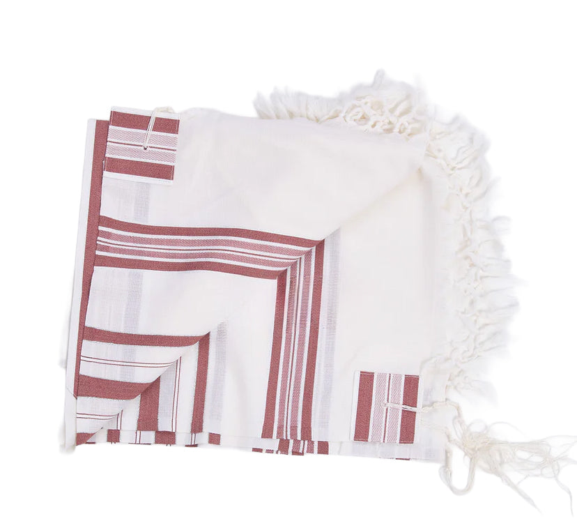 Maroon Wool Tallit Luxurious Weave - Hallel Design