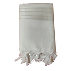 Cotton Tallit – White/Silver Stripes – Machine Washable – Multiple Sizes