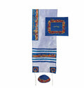 Yair Emanuel Machine Embroidered Jerusalem Tallit Set - Ligth Blue
