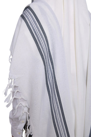 Blue Wool Tallit Luxurious Weave - Hallel Design