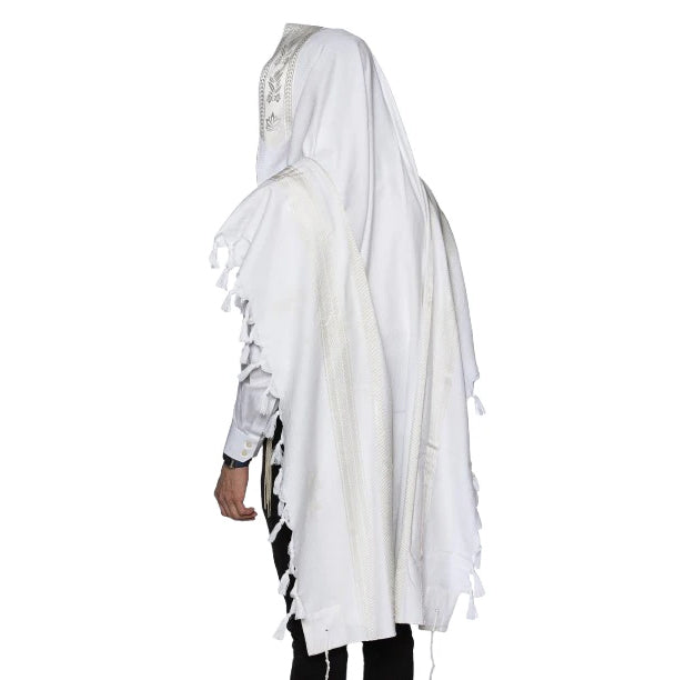 Cotton Tallit – White Stripes – Machine Washable – Multiple Sizes