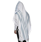 Cotton Tallit – Grey Stripes – Machine Washable – Multiple Sizes