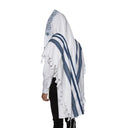 Cotton Tallit – Blue Stripes – Machine Washable – Multiple Sizes