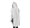 Cotton Tallit – White/Silver Stripes – Machine Washable – Multiple Sizes