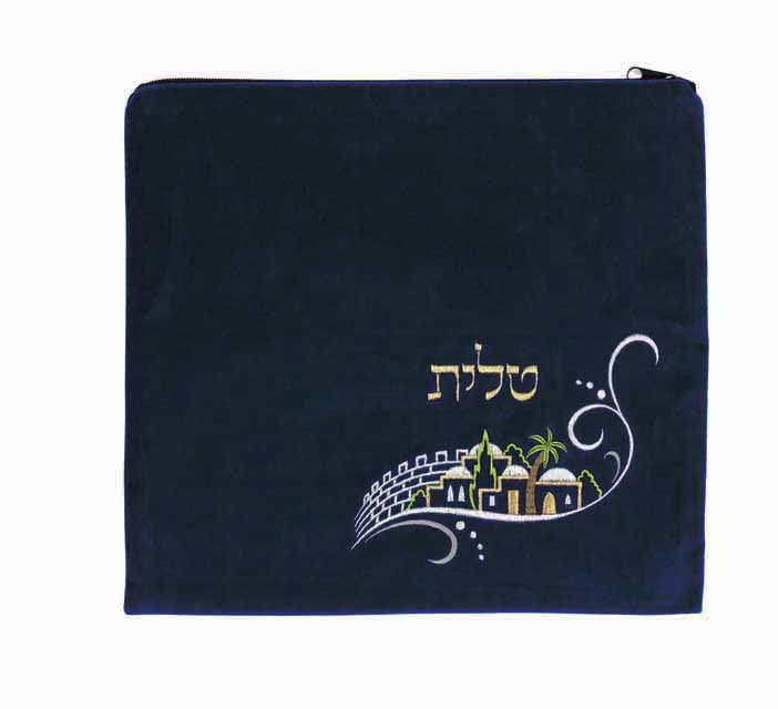 Velvet Jerusalem Embroidered Tallit Bag