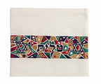 Embroidered Raw Silk Tallit - Magen David - Jewel Tones