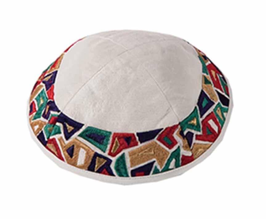 Embroidered Raw Silk Tallit - Magen David - Jewel Tones