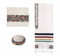 Embroidered Raw Silk Tallit - Magen David - Jewel Tones