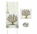 Embroidered Raw Silk Tallit - Tree Of Life Colorful