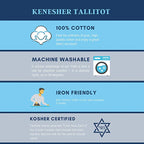 Cotton Tallit – Grey Stripes – Machine Washable – Multiple Sizes