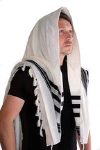 Cotton Tallit – Black Stripes – Machine Washable – Multiple Sizes