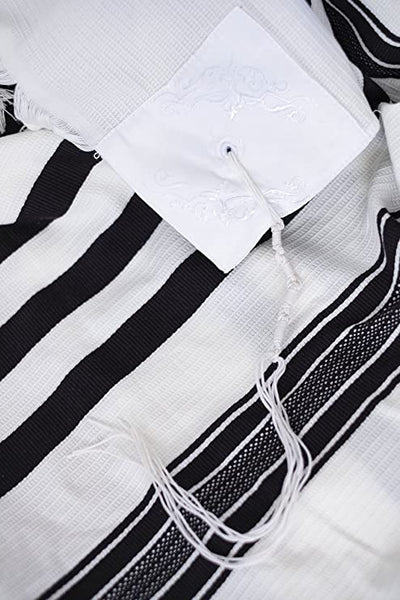Cotton Tallit – Black Stripes – Machine Washable – Multiple Sizes