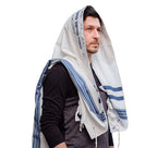 Cotton Tallit – Blue Stripes – Machine Washable – Multiple Sizes