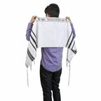 Talitnia Acrylic Tallit – Traditional Black & Silver Stripes