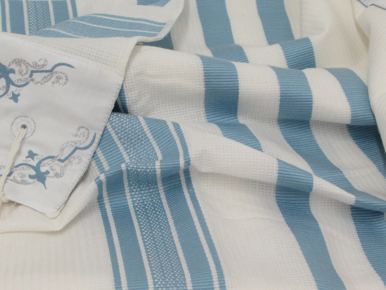 Cotton Tallit – Light Blue Stripes – Machine Washable – Multiple Sizes