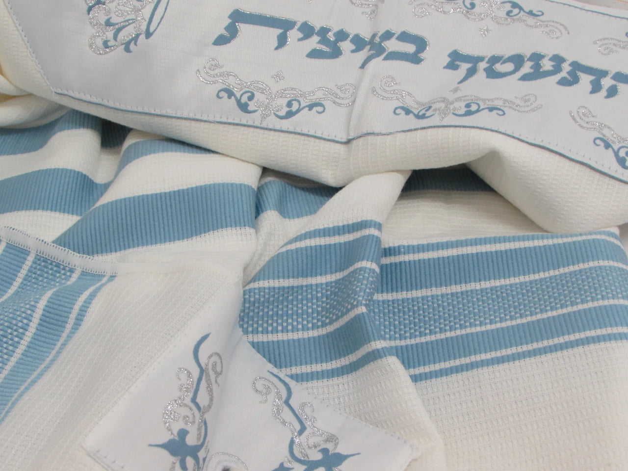 Cotton Tallit – Light Blue Stripes – Machine Washable – Multiple Sizes