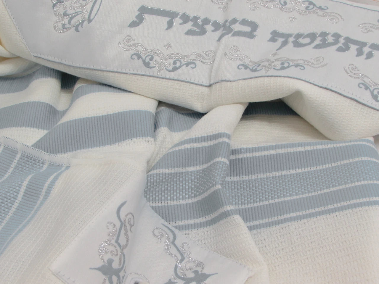 Cotton Tallit – Grey Stripes – Machine Washable – Multiple Sizes