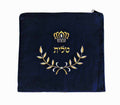 Velvet Crown Embroidered Tallit Bag – Navy Blue