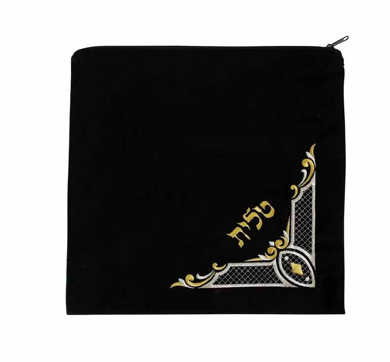Velvet Corner Embroidered Tallit Bag