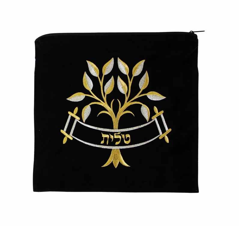Velvet Tree of Life Embroidered Tallit Bag