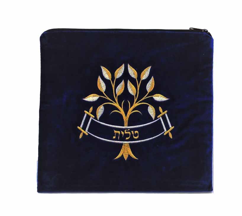 Velvet Tree of Life Embroidered Tallit Bag