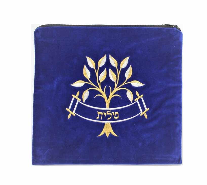 Velvet Tree of Life Embroidered Tallit Bag