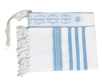 Cotton Tallit – Light Blue Stripes – Machine Washable – Multiple Sizes