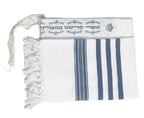 Cotton Tallit – Blue Stripes – Machine Washable – Multiple Sizes