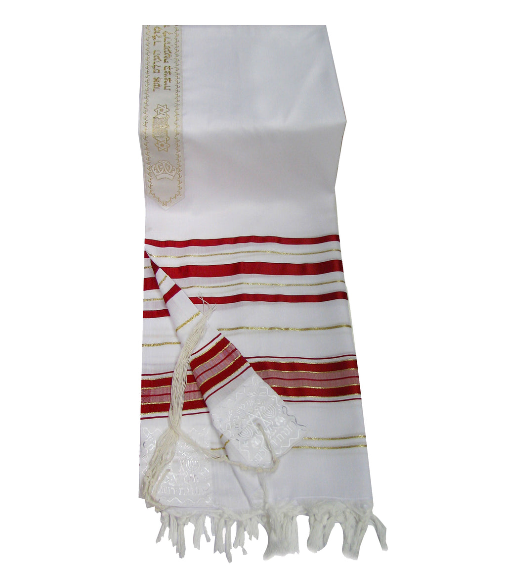 Talitnia Acrylic Tallit – Traditional Red & Gold Stripes