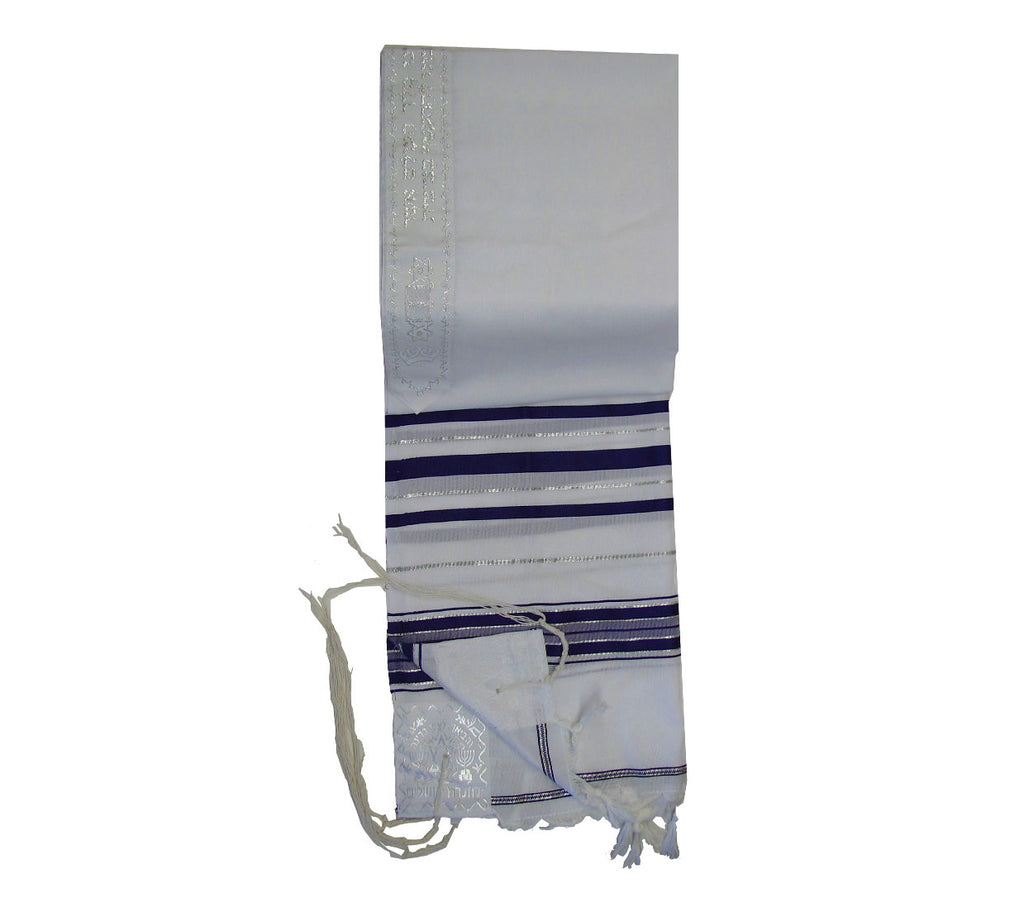 Talitnia Acrylic Tallit – Traditional Purple & Silver Stripes