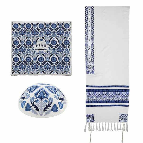 Yair Emanuel Floral Embroidered Tallit Set – Multiple Color Options – 75" x 20"