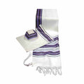 Talitnia Carmel Wool Blend Tallit Set – Herringbone Weave – Purple
