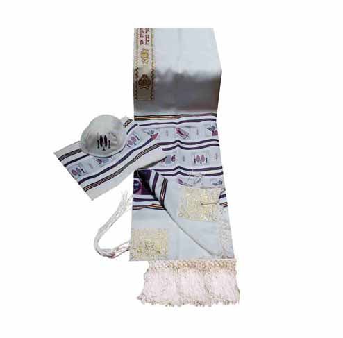 Jewish Festivals Jacquard Tallit Set – Symbolic Design – Multiple Colors