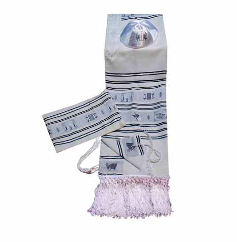 Jewish Festivals Jacquard Tallit Set – Symbolic Design – Multiple Colors
