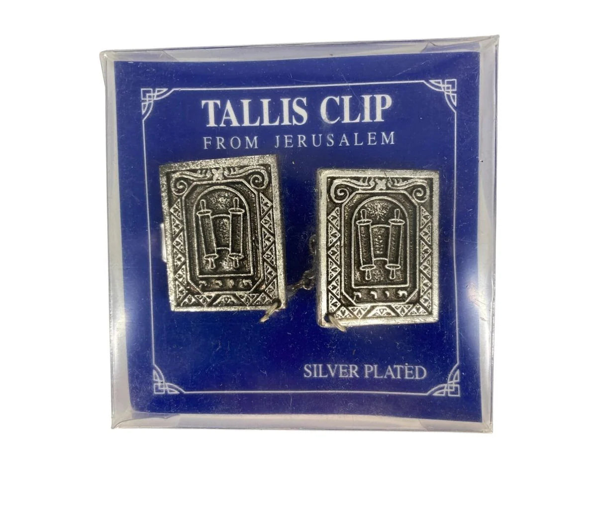 Silver-Plated Torah Scroll Tallit Clips