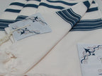 Cotton Tallit – Blue Stripes – Machine Washable – Multiple Sizes