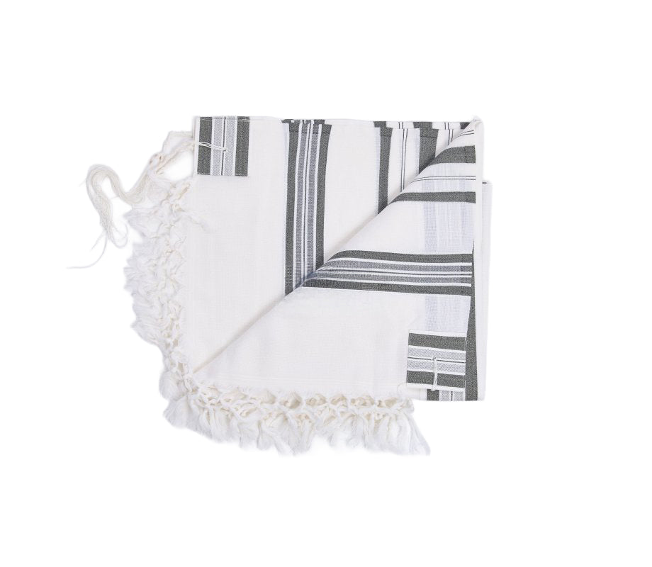 Grey Wool Tallit Luxurious Weave - Hallel Design