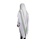 Green Wool Tallit Luxurious Weave - Hallel Design