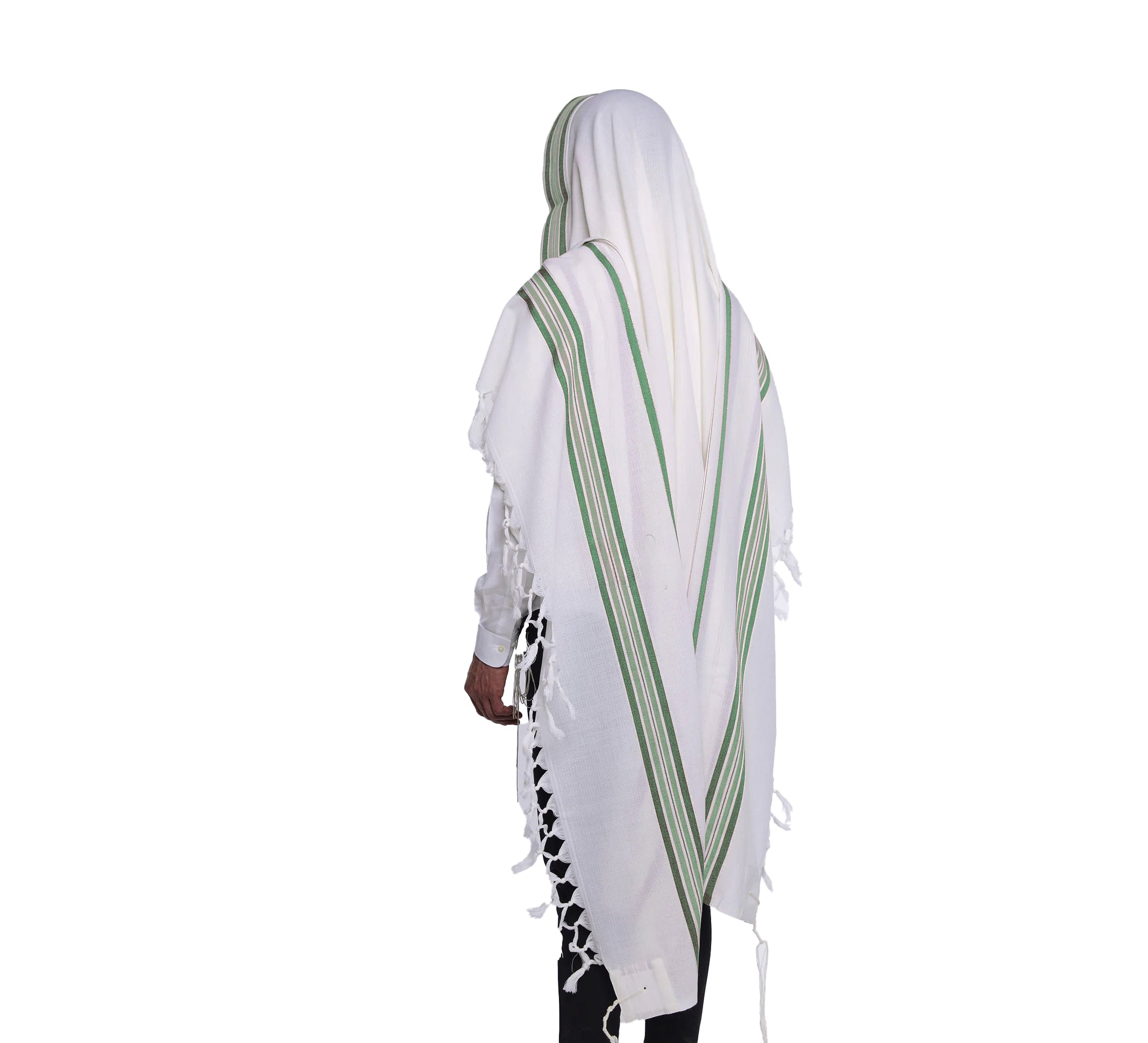 Green Wool Tallit Luxurious Weave - Hallel Design