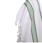 Green Wool Tallit Luxurious Weave - Hallel Design