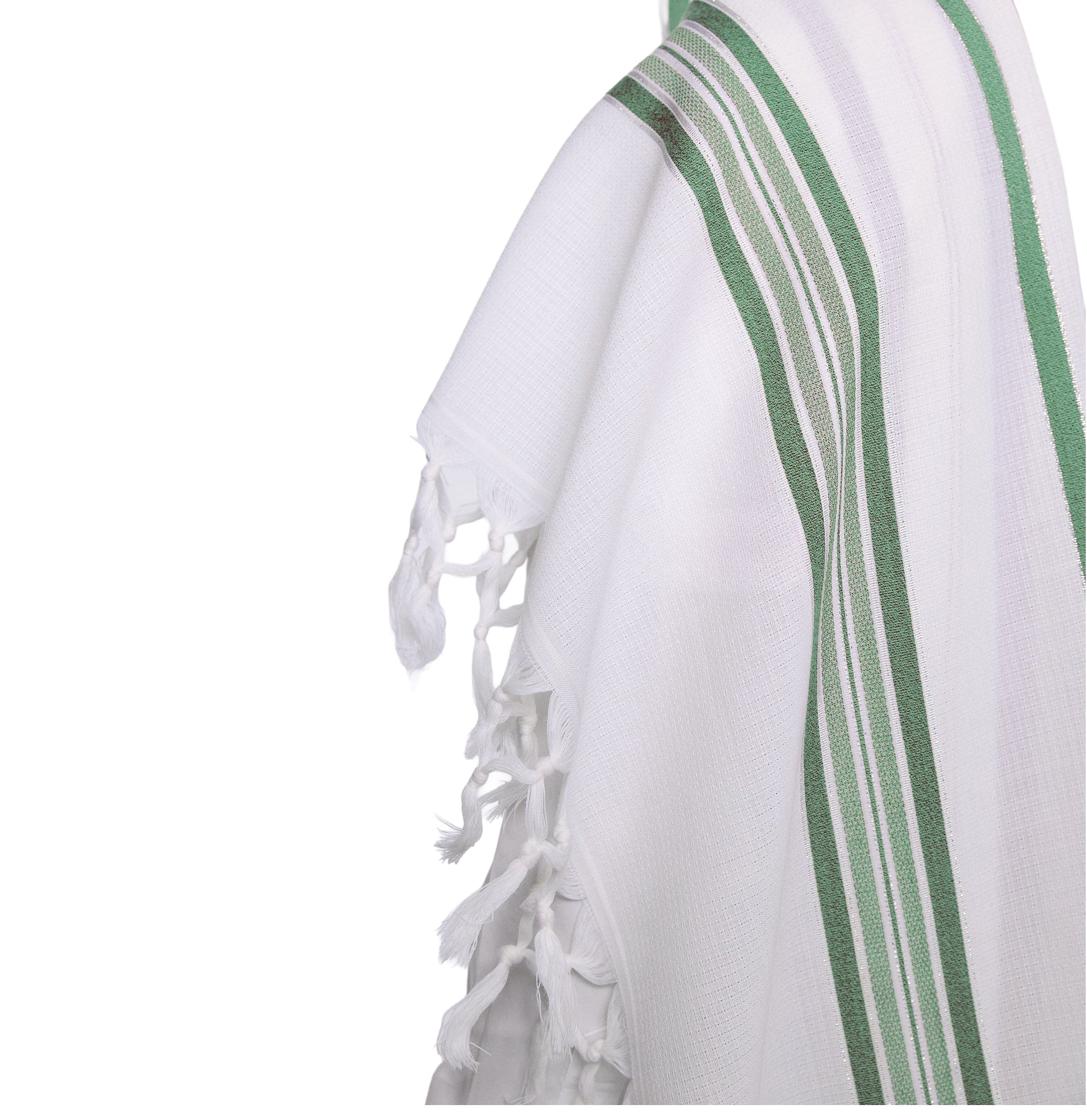 Green Wool Tallit Luxurious Weave - Hallel Design