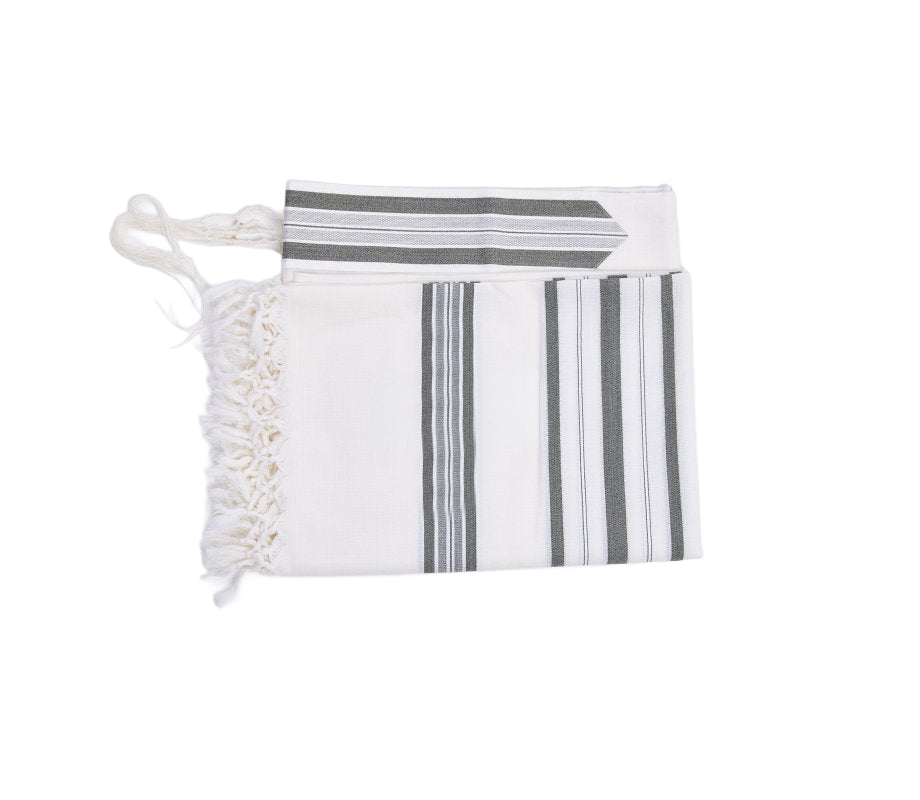 Grey Wool Tallit Luxurious Weave - Hallel Design