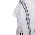 Grey Wool Tallit Luxurious Weave - Hallel Design