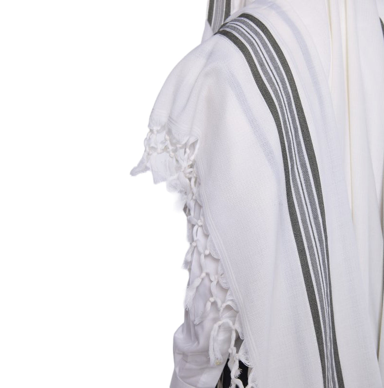 Grey Wool Tallit Luxurious Weave - Hallel Design