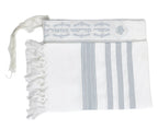 Cotton Tallit – Grey Stripes – Machine Washable – Multiple Sizes