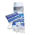 Bnei Or Multi-Color Blue Wool Tallit Set with Matching Bag