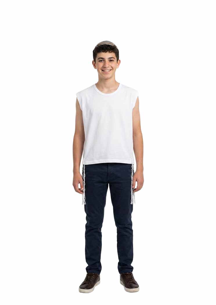 T-Shirt Tzitzit – 100% Cotton Knit – Kosher Certified – Multiple Neck Styles